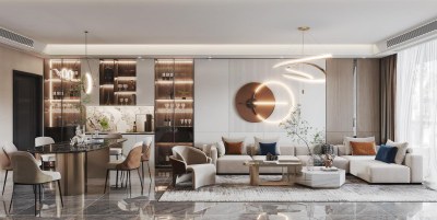 现代家居客餐厅3D模型下载